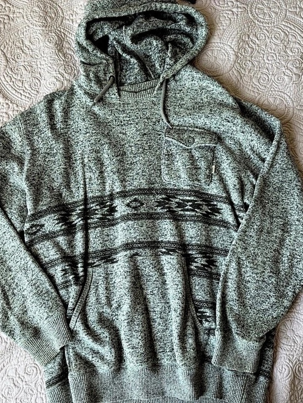 Vans Keseley Aztec Geometric Pullover Hoodie Gray & Black XL